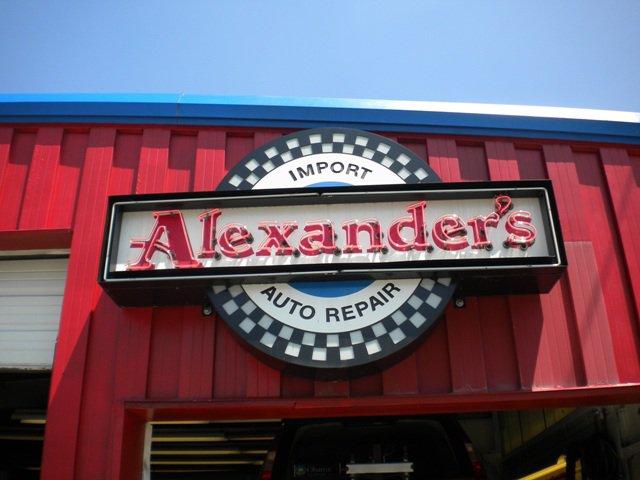 sign on alexanders import auto repair in minneapolis mn